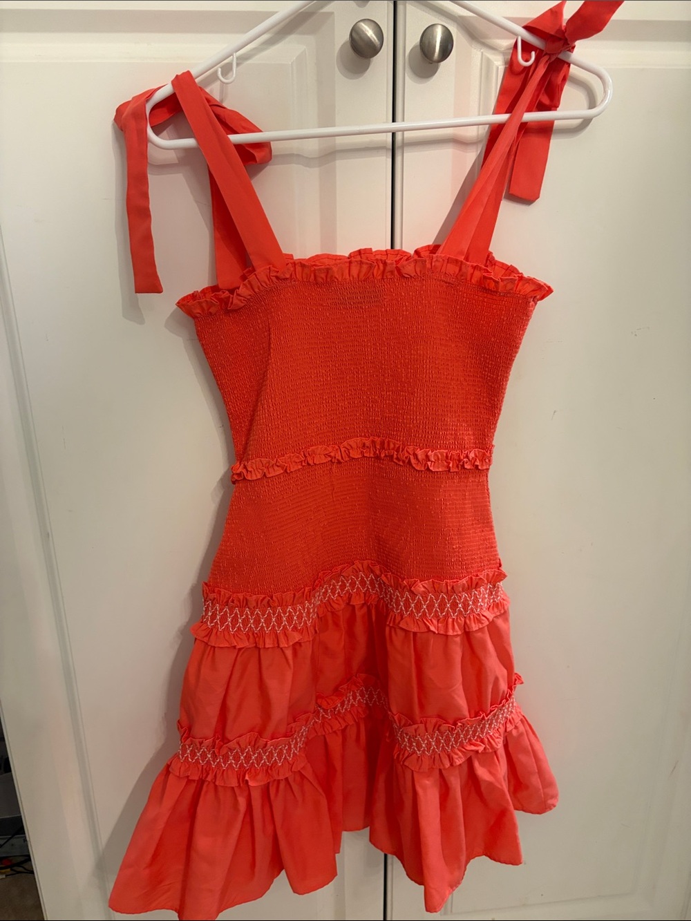 DO+BE Coral Tie-Strap Smocked Ruffle Dress - Picture 4 of 4